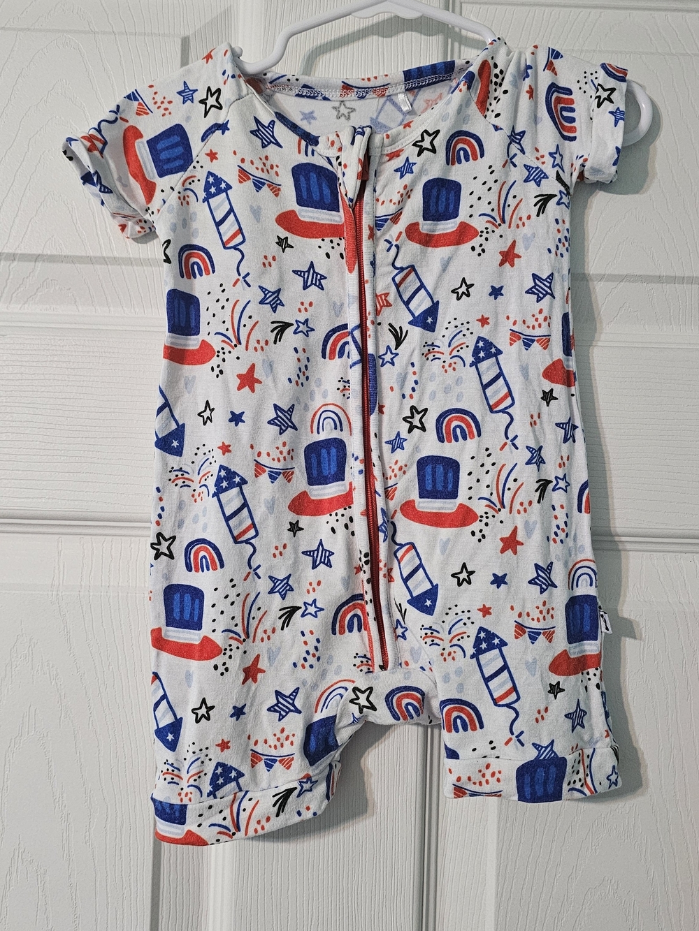 Red & Blue Stars and Rockets Baby One-Piece Bodysuit Bamboo